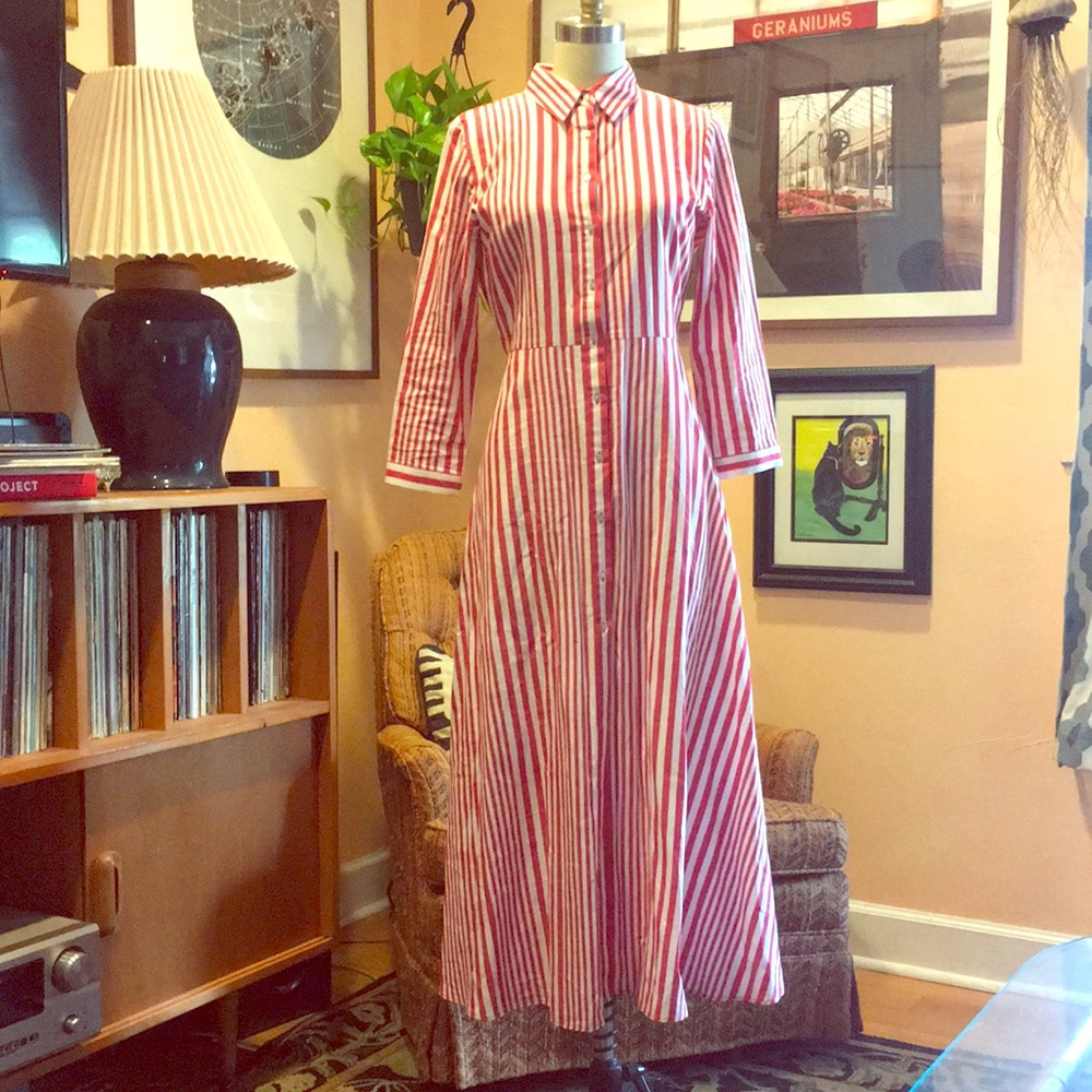 Zara Red & White Stripe Shirt Dress